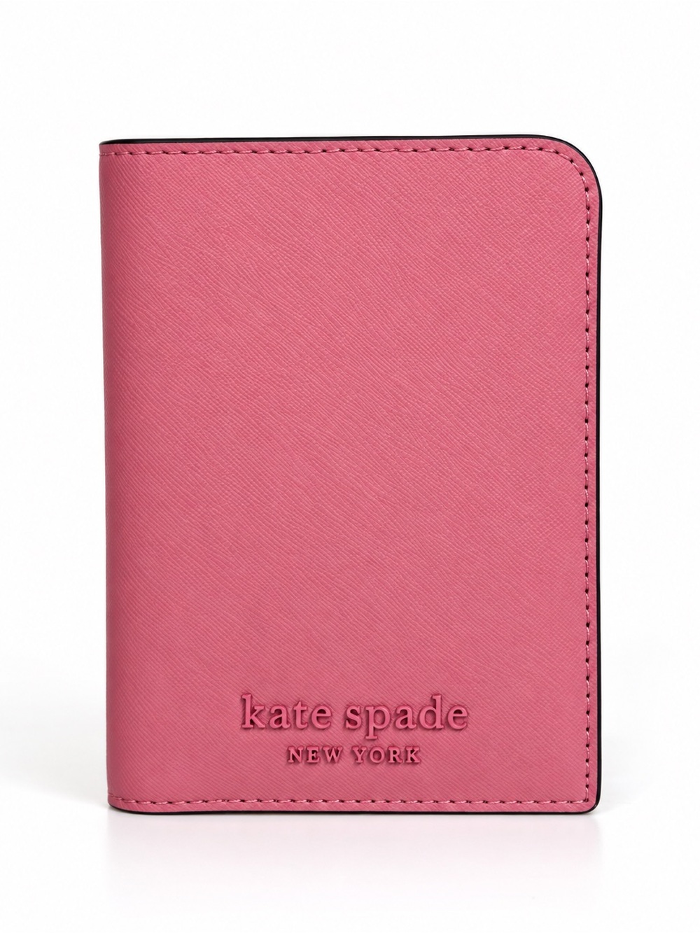 Kate Spade New York Pink Saffiano Leather Passport Holder Travel Wallet